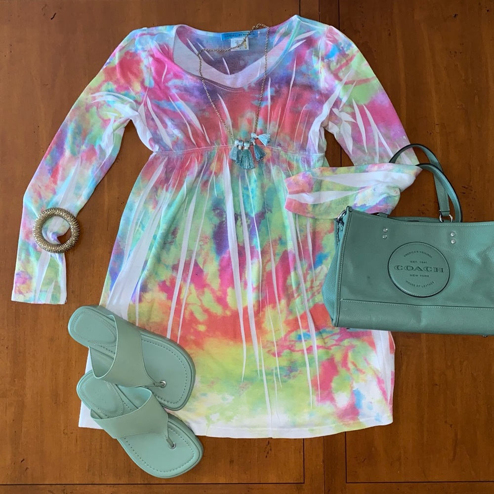Daniel Benjamin Tie Dye Babydoll Tunic Dress Lg $38